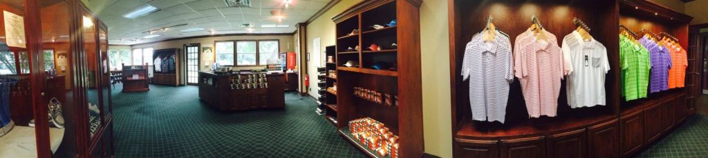 wide angle view of the proshop